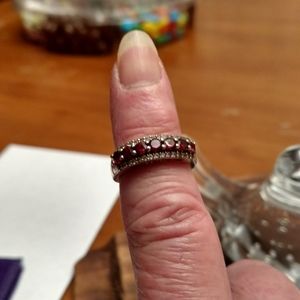 Rhodolite Garnet & White Topaz Sterling ring